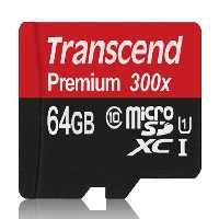 رم میکرو اس‌دی 64 گیگابایت Transcend Class 10 Premium 300X