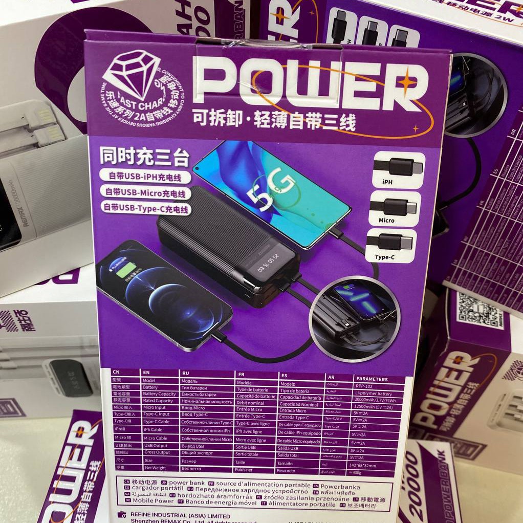 پاور بانک 20 هزار اصلی ریمکس
مدل RPP-102