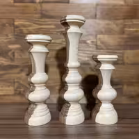 ست 3 تایی شمعدان چوبی با چوب گردو مدل پارمیس