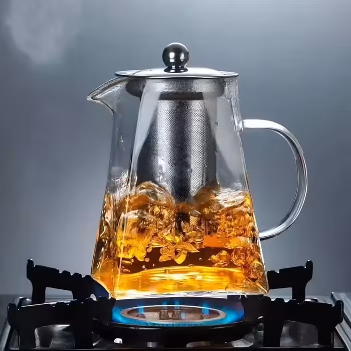 قوری مربع پیرکس 950 میلی لیتر با صافی استیل