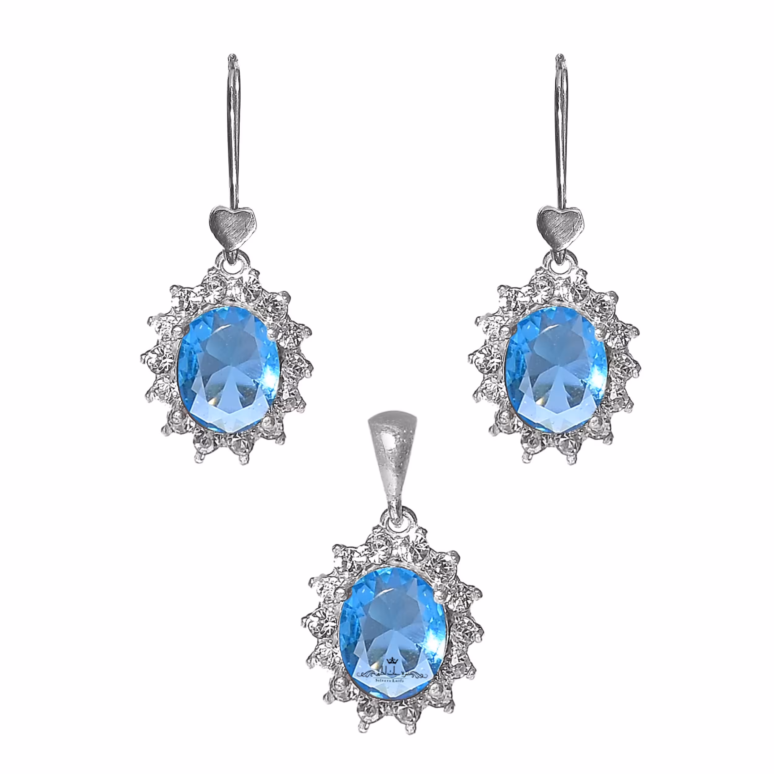 نیم ست نقره زنانه طرح توپاز  مدل شکوفه کد NNSH013