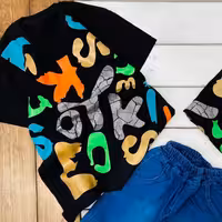 تیشرت مشکی پسرانه دخترانه سایز 50 و 55جنس پنبه تمام چاپ زول 