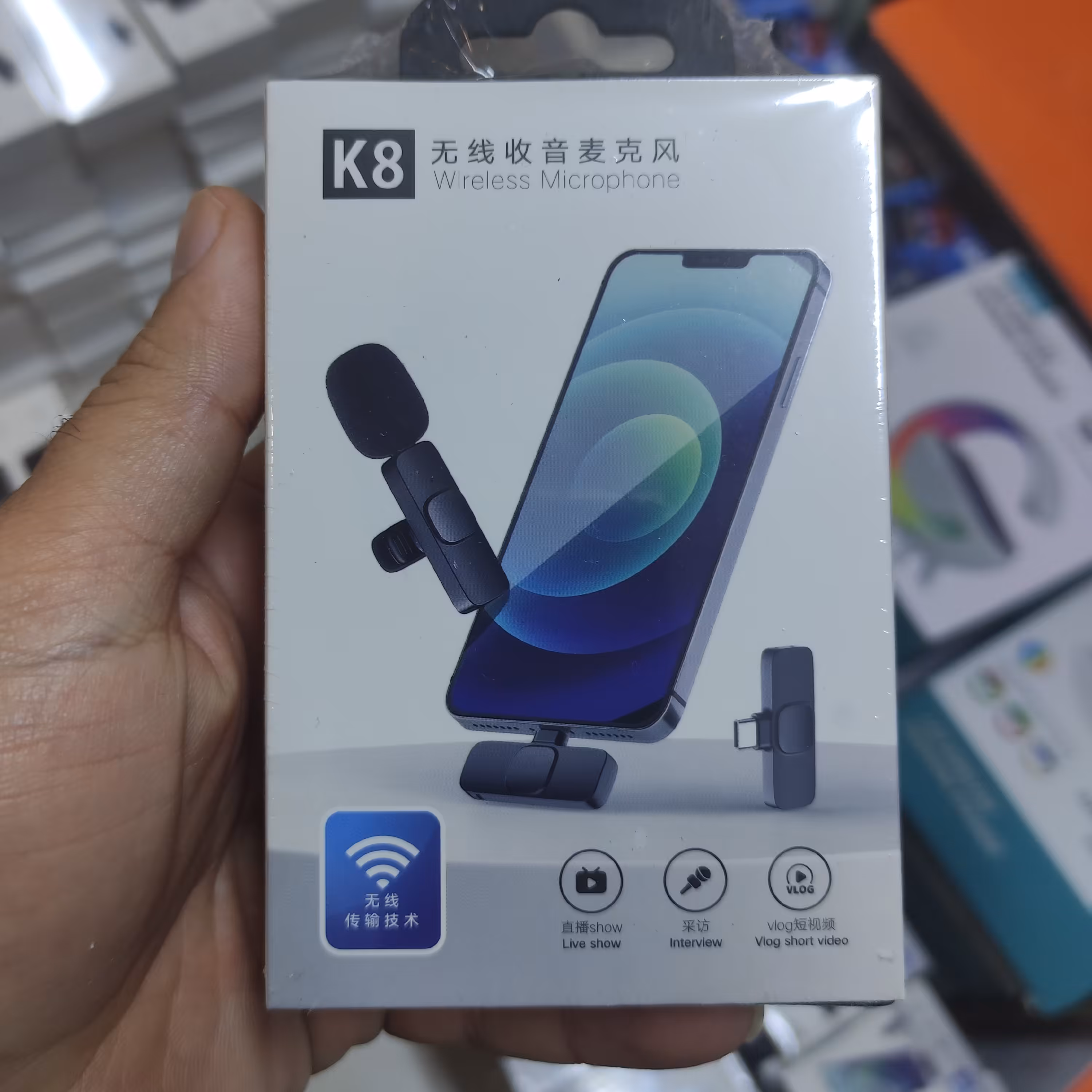 میکروفون یقه ای وایرلس مدل k8مخصوص گوشی های درگاه  تایپ سی و لایتنینگ (آیفون)