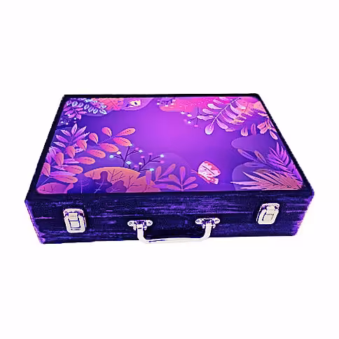 جعبه هدیه چوبی مدل چمدان بزرگ طرح بهاری 