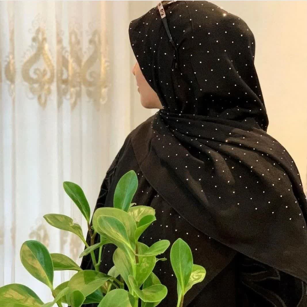 روسری مشکی وال اسلپ نگین دار با نگین مشکی