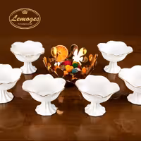 ست بستنی خوری چینی یک خط طلا مدل رز برند لمون