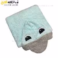 حوله پالتویی کودک سلین طرح اردک فیروزه ای-طوسی سایز 8-9