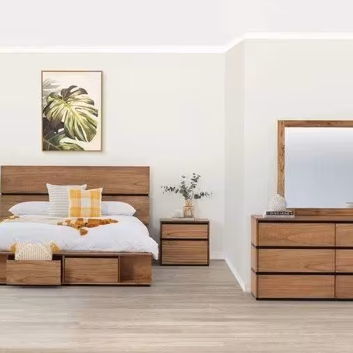 تخت خواب روکش چوب بلوط دو کشو سایز 200*180 کد 461