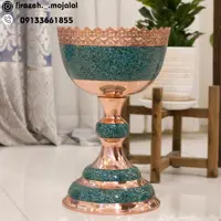 آجیل خوری فیروزه کوبی مسی ارتفاع 48 سانتی متر دو پله