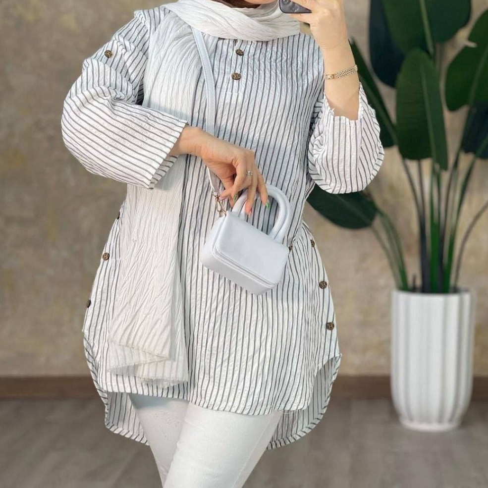 شومیز مانتویی ملیکا جنس لنین دو سایزی با رنگ بندی