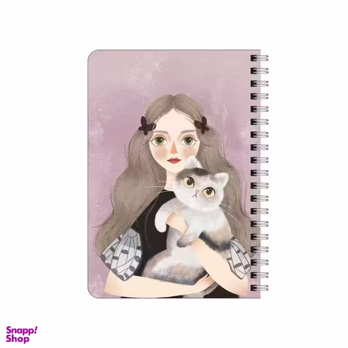 دفترچه یادداشت ۸۰ برگ بامبیلیپ مدل چوبی طرح دختر و گربه کد 6213729