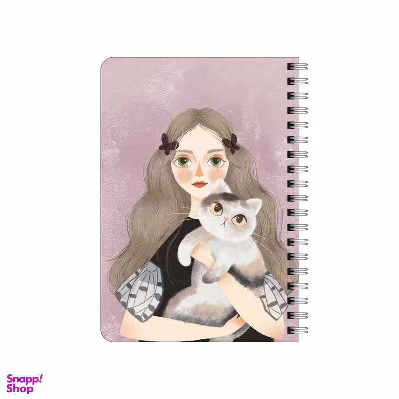 دفترچه یادداشت ۸۰ برگ بامبیلیپ مدل چوبی طرح دختر و گربه کد 6213729