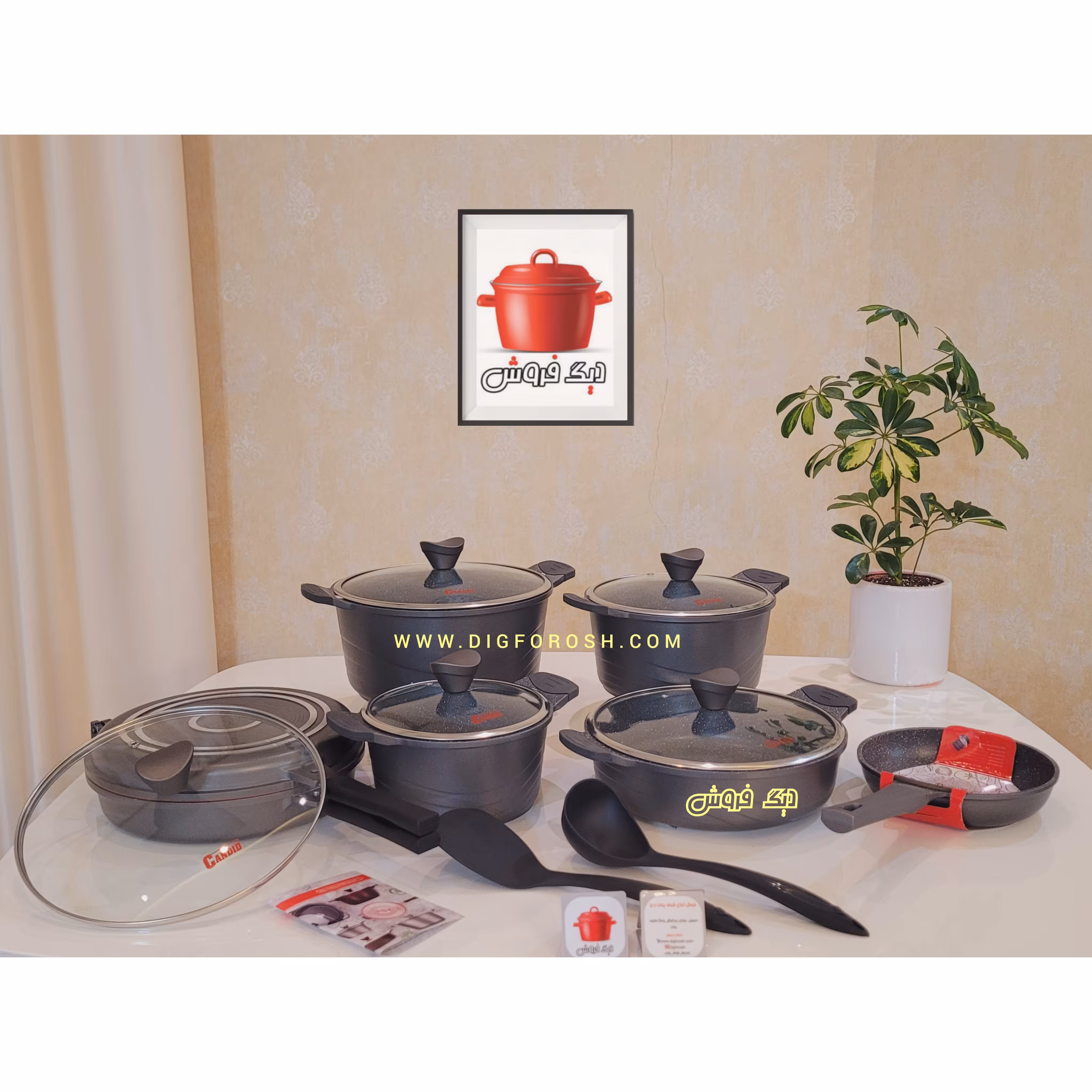 سرویس قابلمه کاندید 14پارچه چدن گرانیت مدل اوشن رنگ طوسی (ارسال رایگان و فوری)باضمانت 