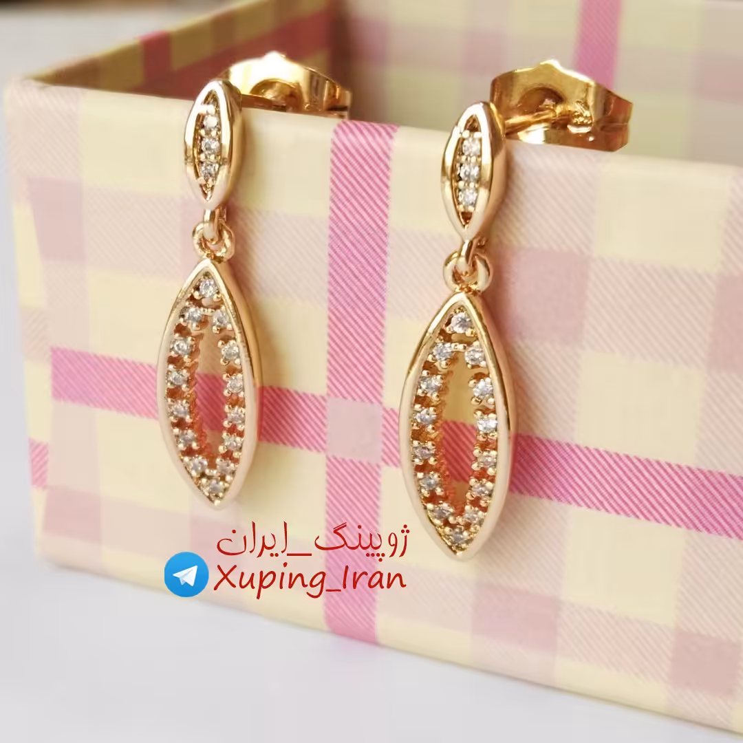 گوشواره ژوپینگ آویز ظریف طرح طلا نگین دار شیک مارک Xuping