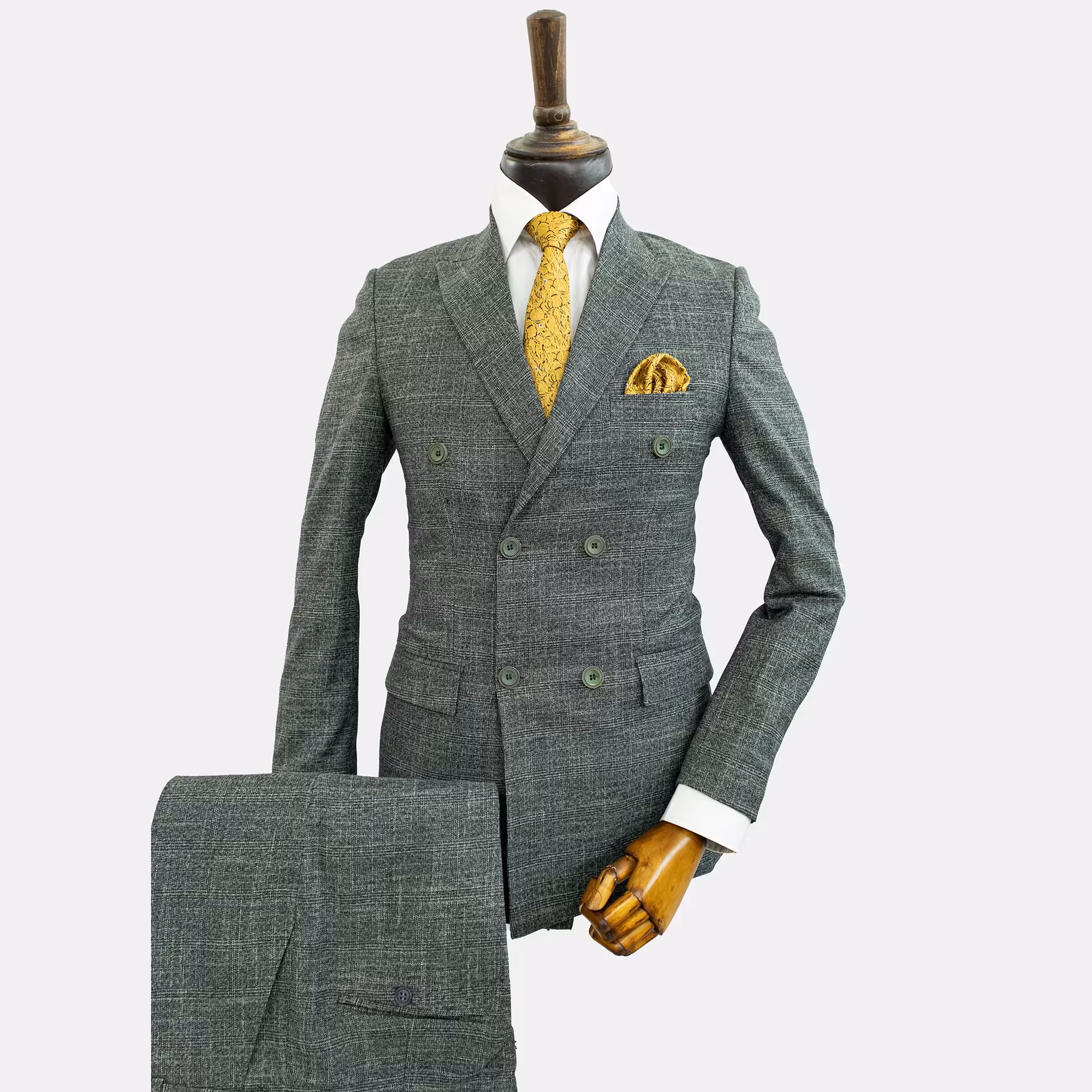 کت و شلوار مردانه سبز دبل برست پارچه ترک با ارسال رایگان 