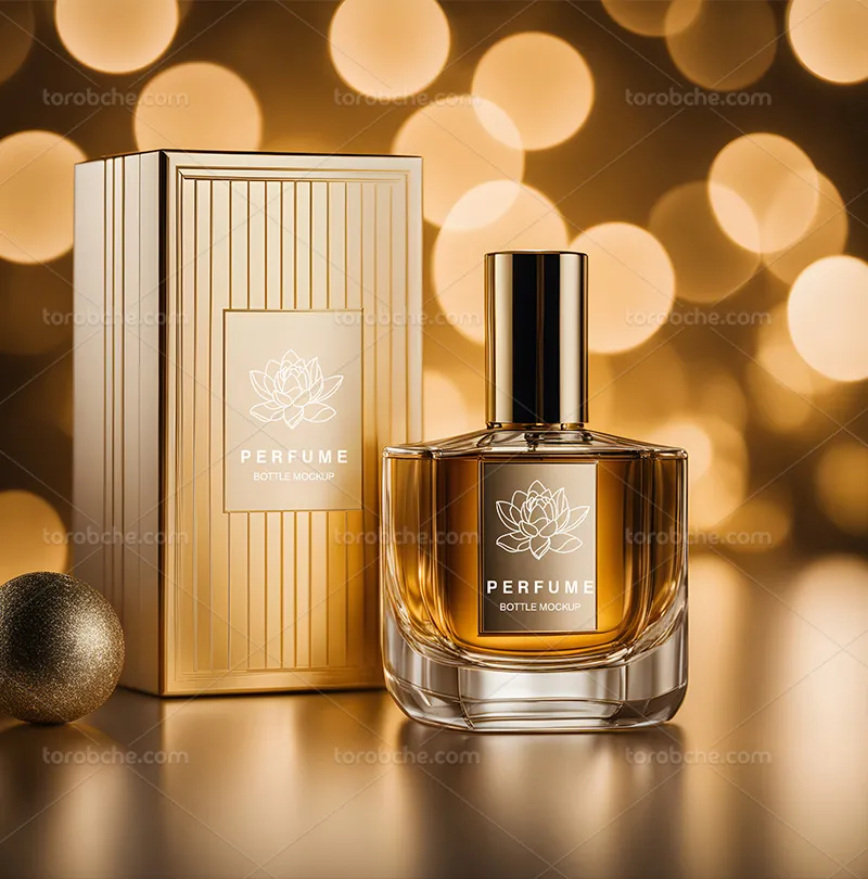موکاپ لایه باز عطر زنانه لوکس | گرافیک با طعم تربچه