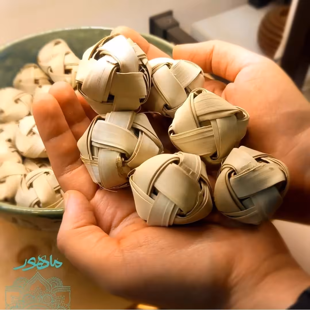 توپک های حصیری دکوراتیو بافته شده با برگ درخت خرما