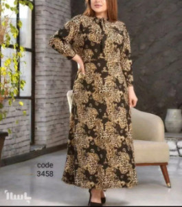 پیراهن مهمانی زنانه کرپ گیاهی مدل ریحانه