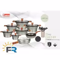 سرویس قابلمه 23 پارچه تیتانیوم کاندید مدل (سزار) رنگ سبز کیهانی