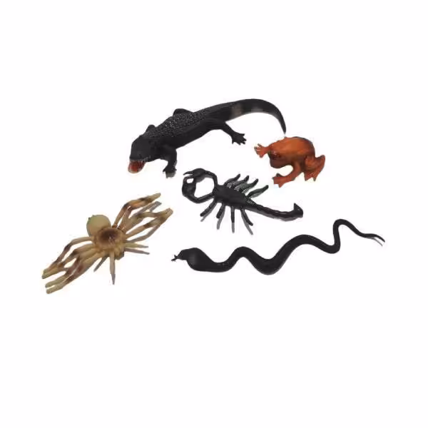 بازی آموزشی فیگور حیوانات مدل خزندگان بسته 5 عددی جنس نرم و گوشتی  