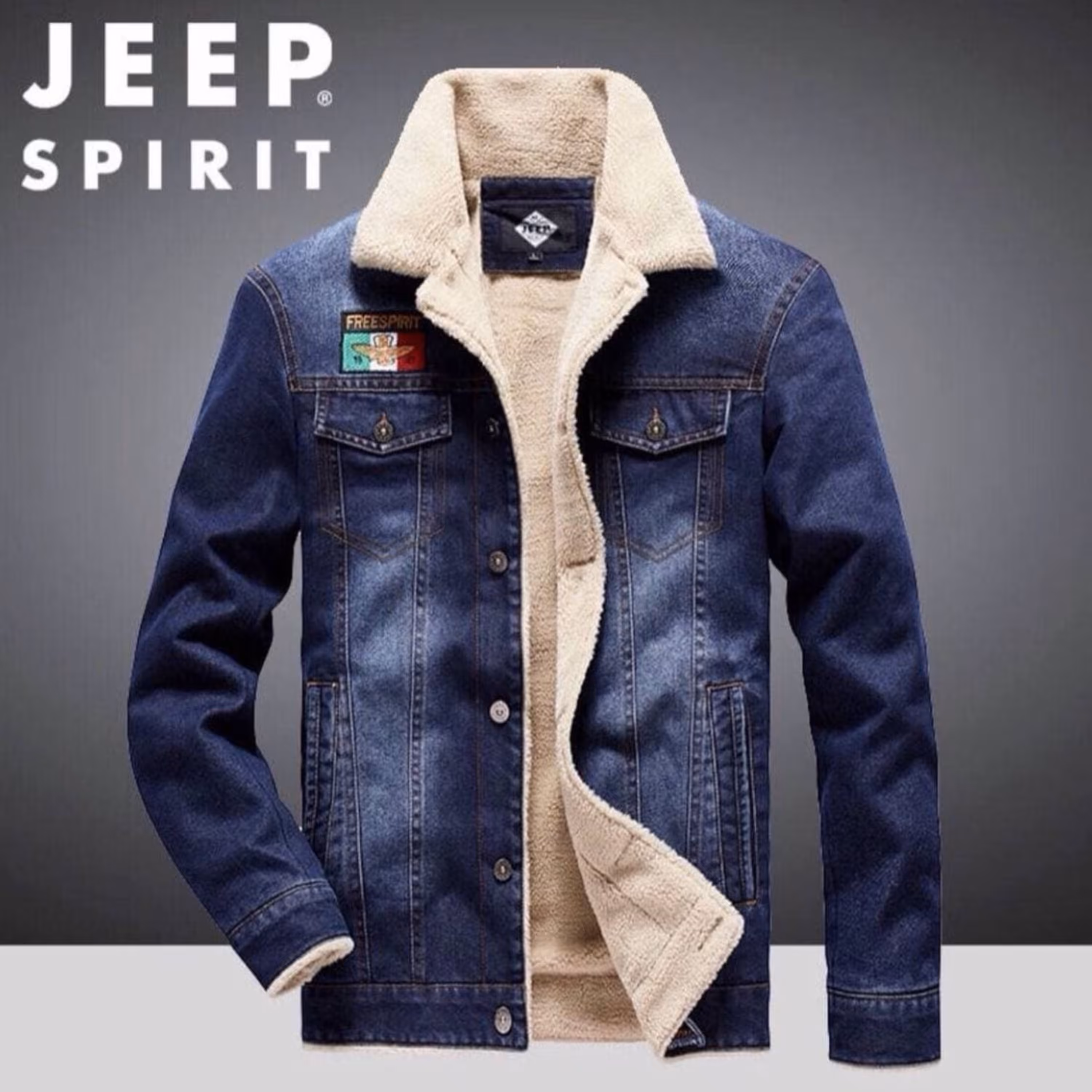 کت جین خزدار مارک جیپ در دو رنگ تیره و روشن