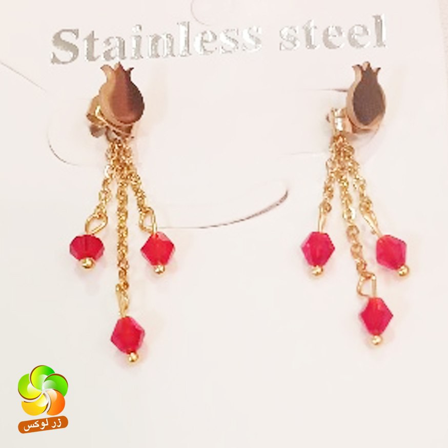 گوشواره  استیل آویز دار  مدل انار