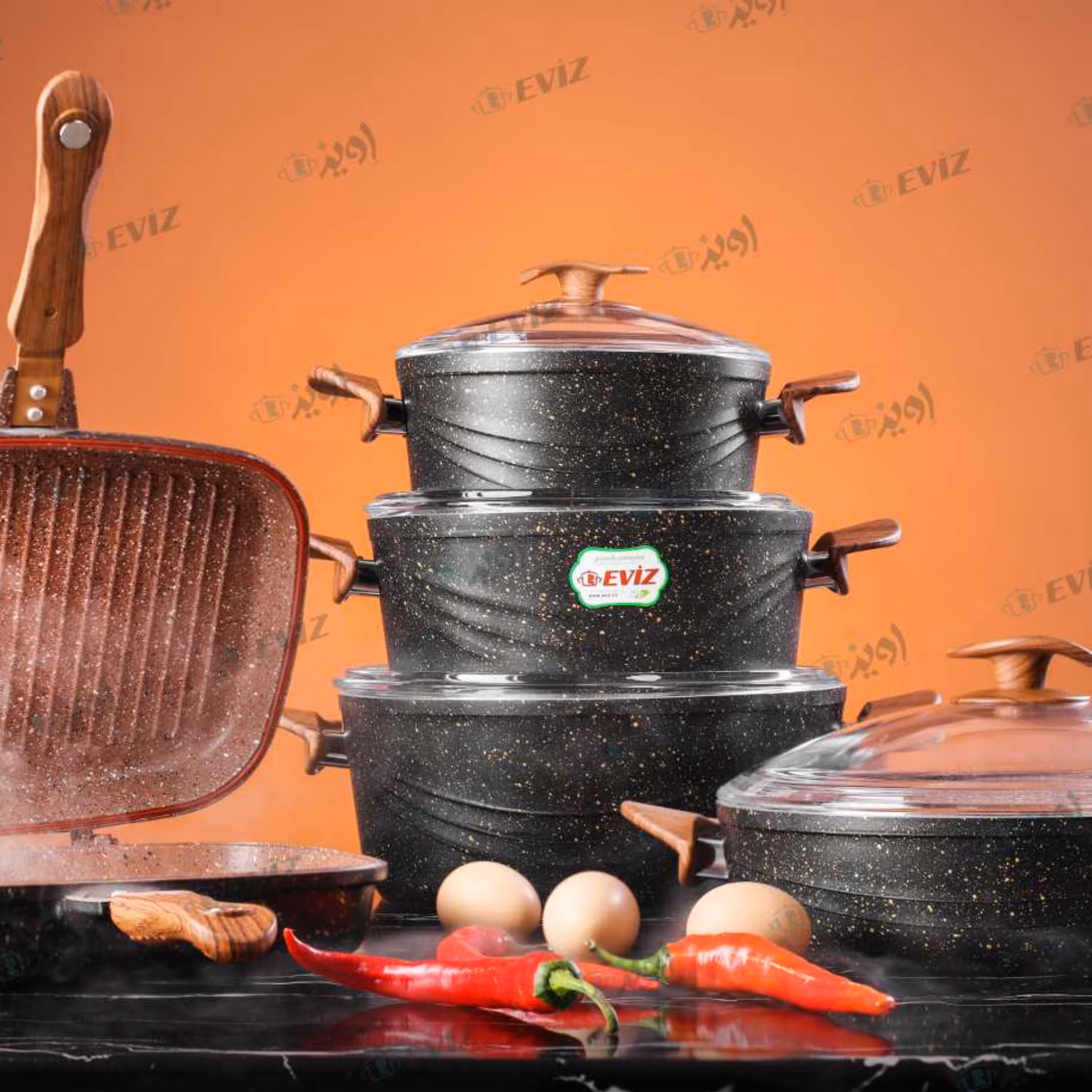 سرویس قابلمه 10 پارچه اویز مدل سوینگ مشکی