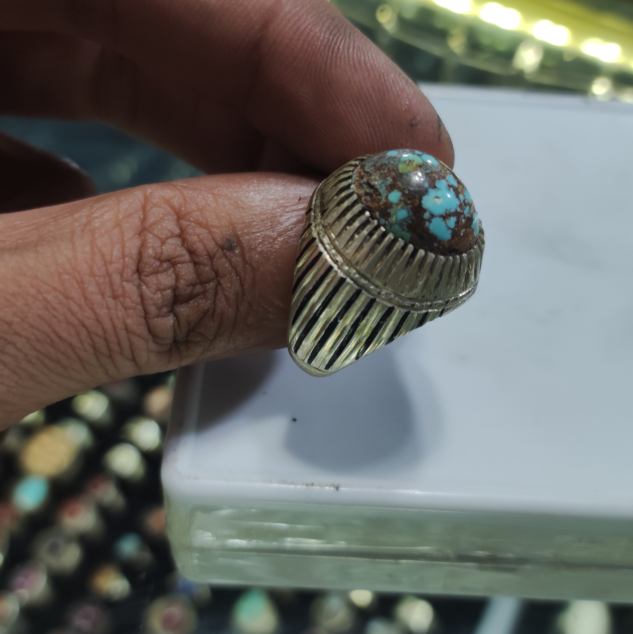 فیروزه نیشابور معدنی اصل با رکاب دستساز عیار 925 با خواص و فواید بسیار زیاد زیر قیمت بازار کد Z31