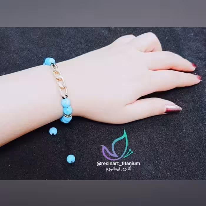 دستبند زنجیر و مروارید(رنگبندی دارد)