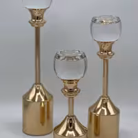 ست شمعدان سه سایز اکرولیک طلایی و نقره ای کد 17-16-15-2005