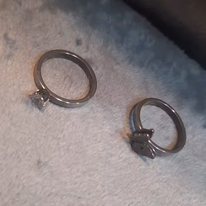 پک انگشتر دو عددی تک نگین و پروانه استیل رنگ ثابت