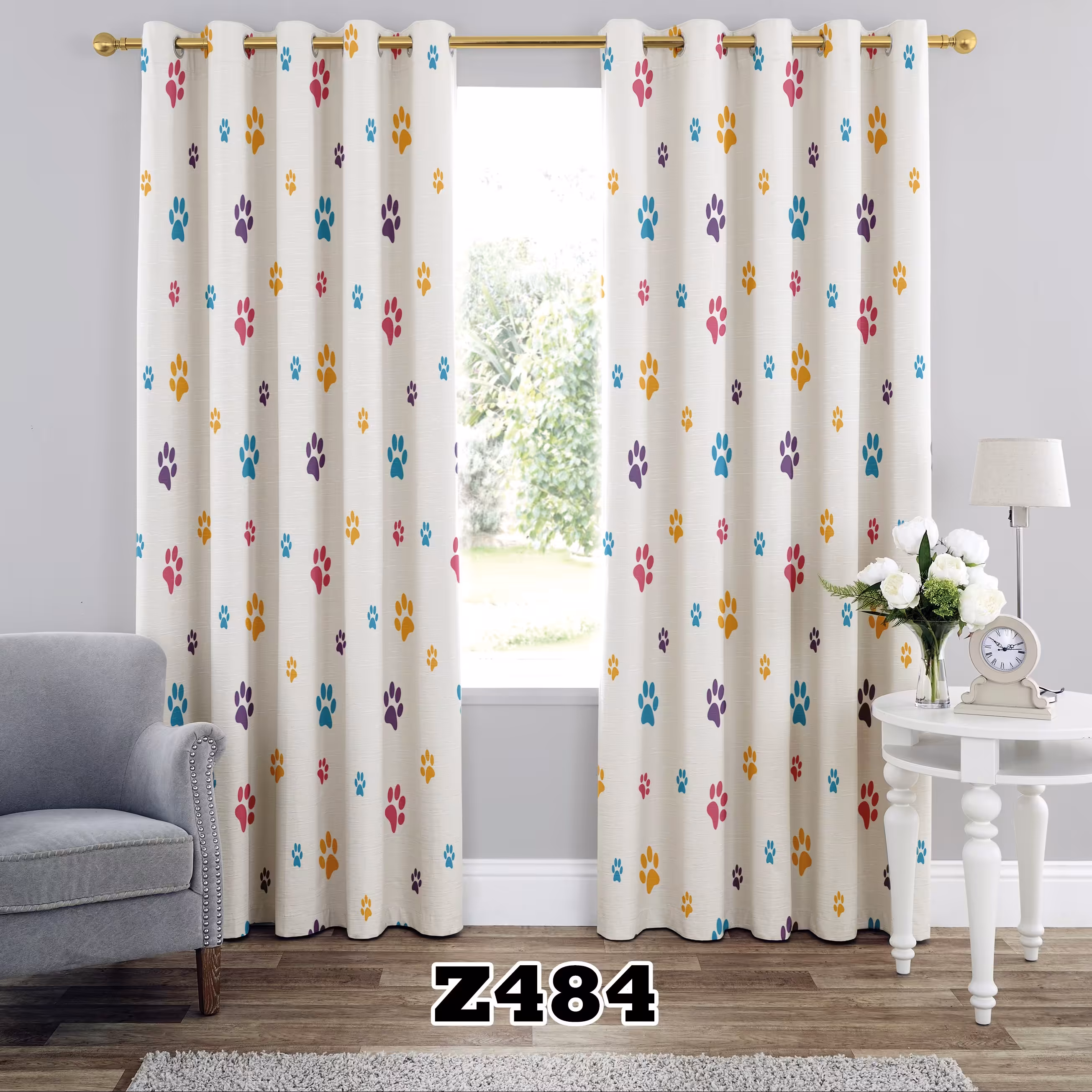 پرده چاپی طرح کودک نوجوان کد Z484 تک قواره ارتفاع 300 عرض 140 سانت