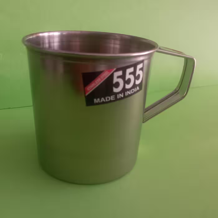 لیوان  استیل دسته دار  ارتفاع  8 و دهنه  7 سانت 