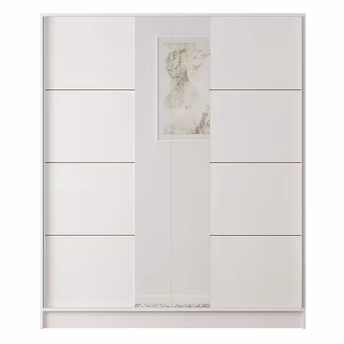 کمد لباس سفید با درب کشویی سایز 190*160*56 کد 9019