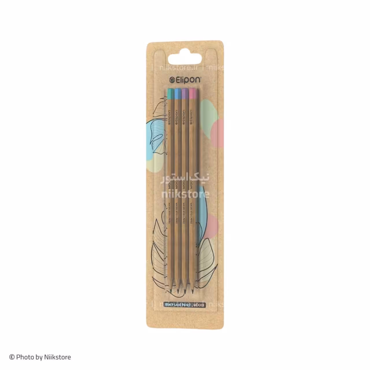 مداد مشکی وودی الیپون بلیستر 4 عددی