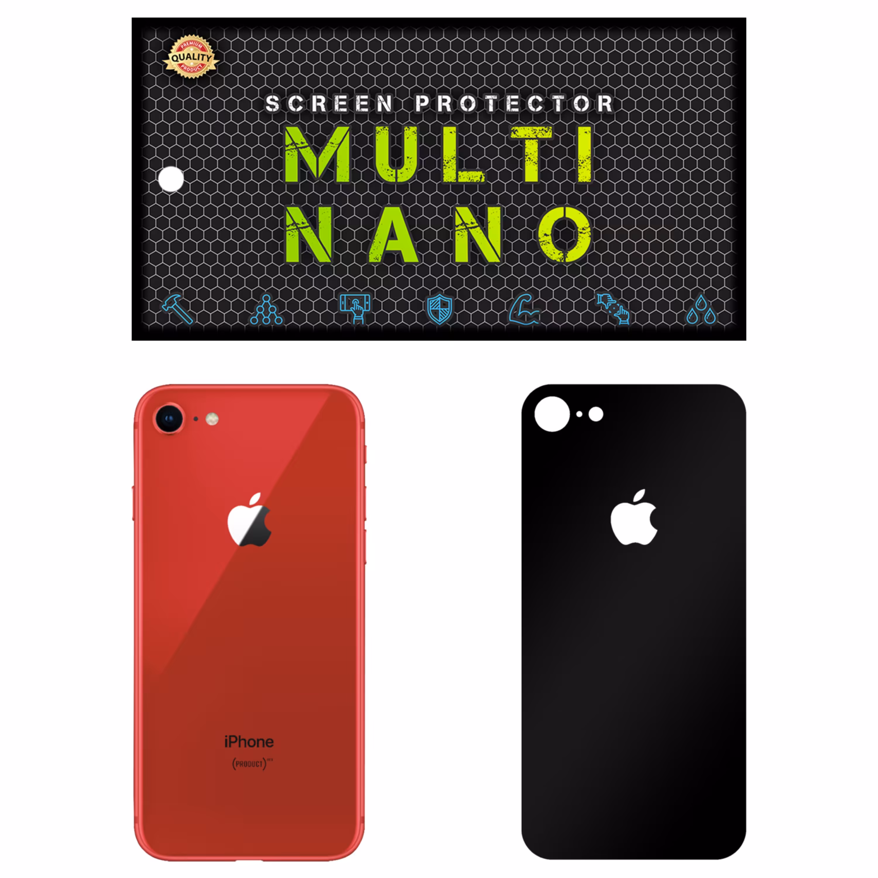 برچسب پوششی MultiNano مدل X-F1M-Black برای پشت موبایل اپل  iPhone 8