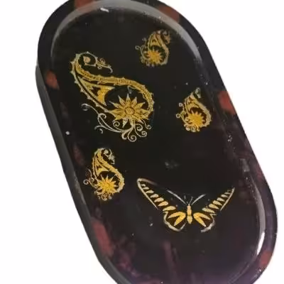 کفی رزینی طلایی مشکی بته جقه