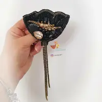 گلسینه گل مشکی جواهردوزی