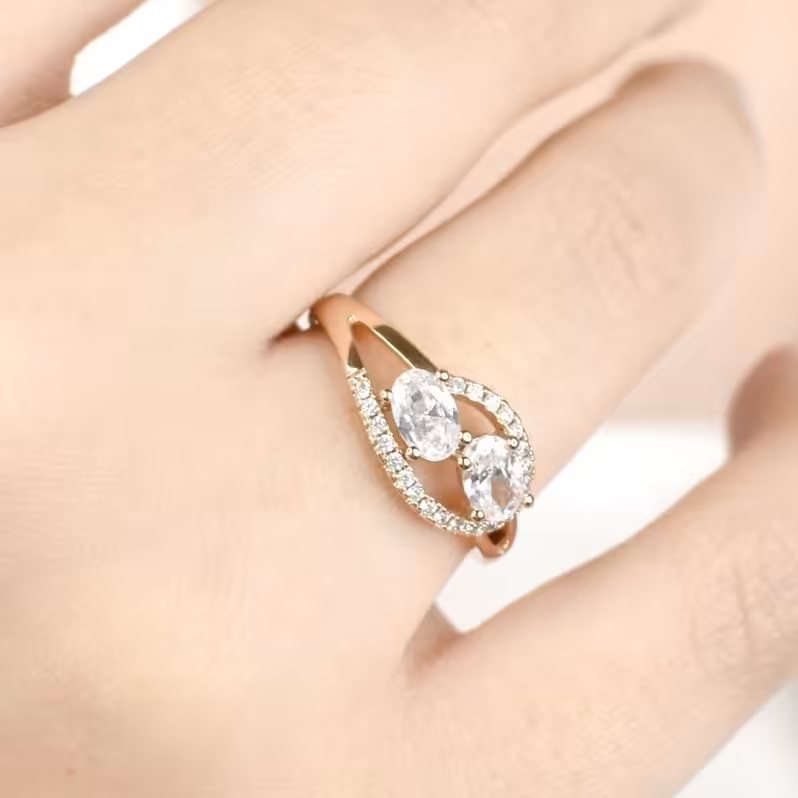 انگشتر طرح طلا مدل برگ برند ژوپینگ سایز8 کد 8127