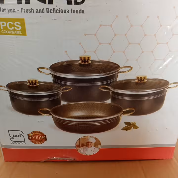 سرویس قابلمه 7 پارچه تفلون نچسب پاراب با دسته ی طلایی