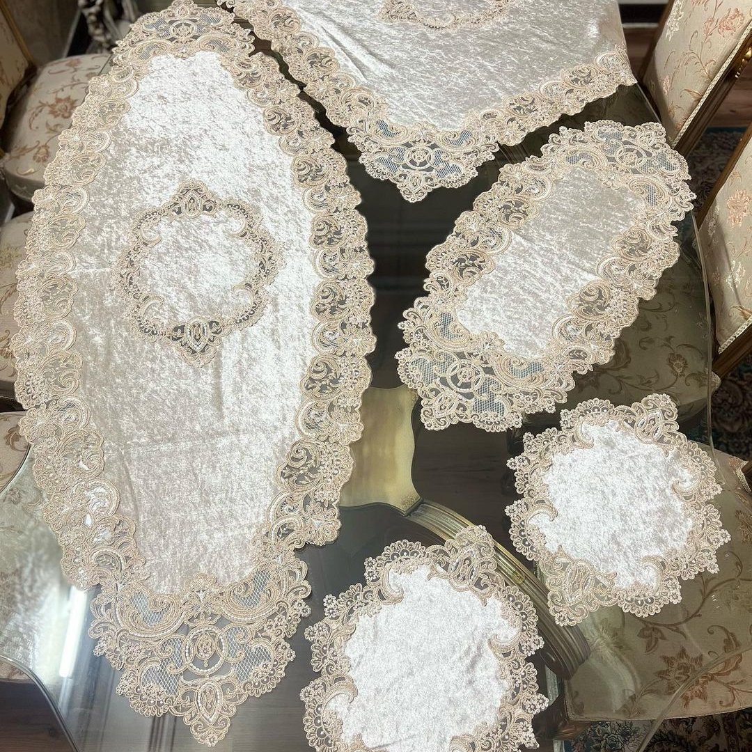 رومیزی مخمل پنج تیکه ترک