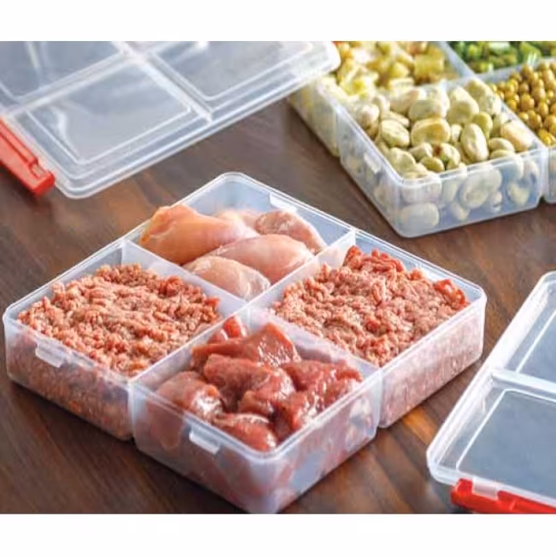 ظرف فریزری چهار خانه  لیمون(الوان)دوقفل