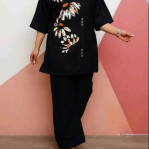 مانتو شلوار زنانه دکمه نما چوبی نخی