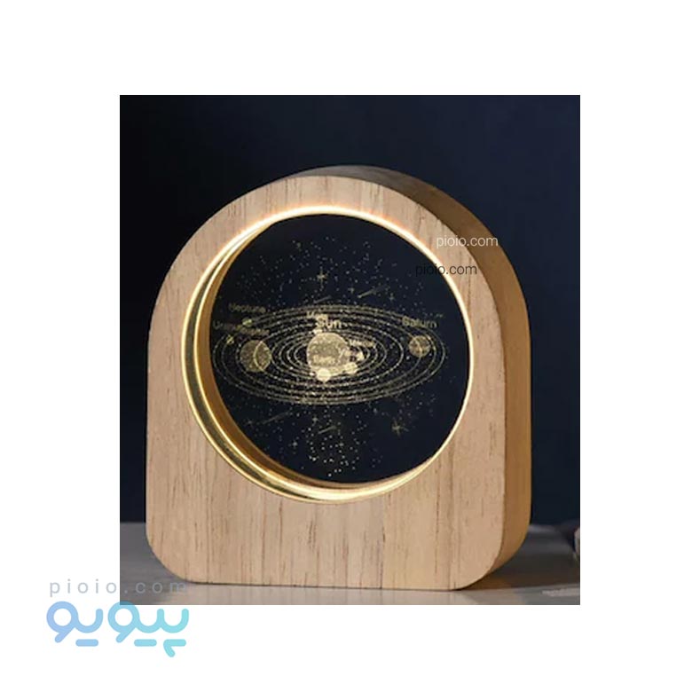 چراغ خواب کریستالی با قاب چوبی