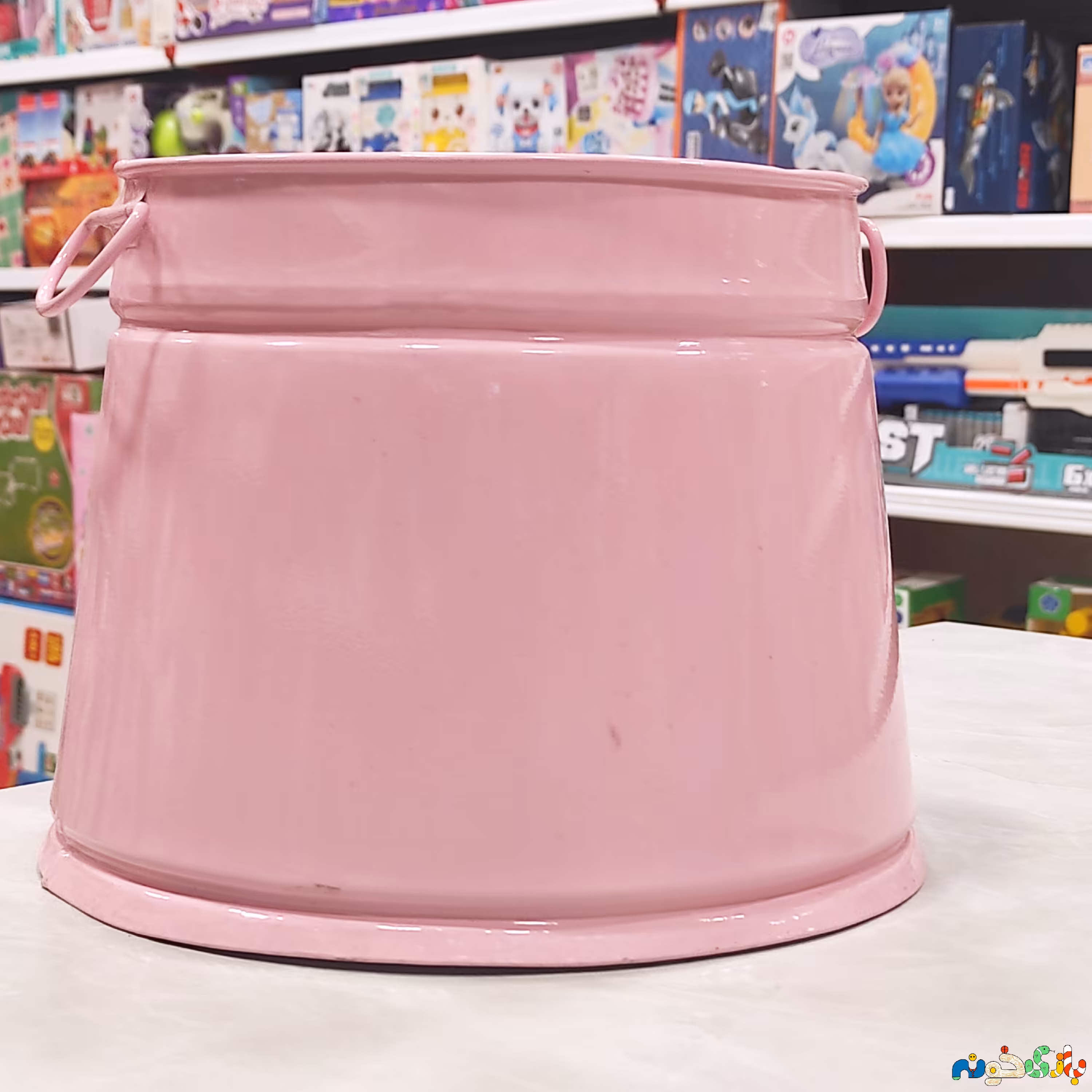 باکس سطل فلزی دیگی شکل دسته کوچک ابعاد 19 در 18 سانت 