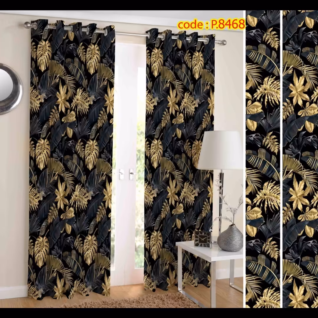 پرده پذیرایی دو قواره طرح گل کد P8468