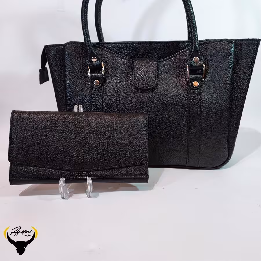 ست کیف پول و کیف دستی چرم طبیعی کد 187