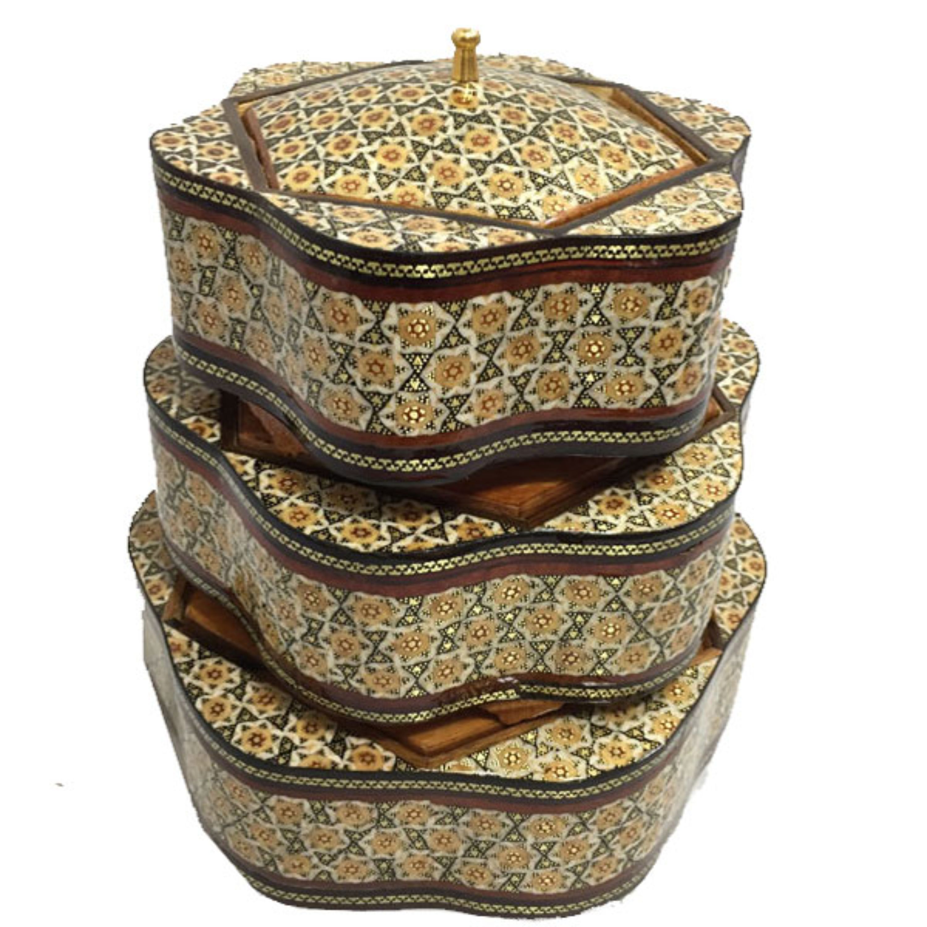 آجیل خوری خاتم چوب سرویس 3تایی