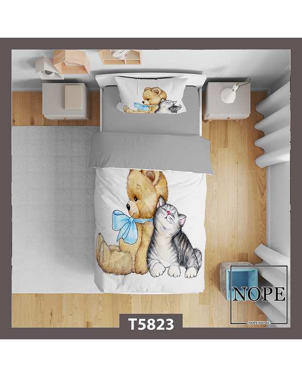 سرویس لحاف روتختی کودک یک نفره 5 تکه نوپه هوم Nopehome طرح خرس کد T5823
