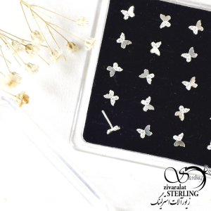 پیرسینگ بینی میخی نقره پروانه عیار925 کد 8562